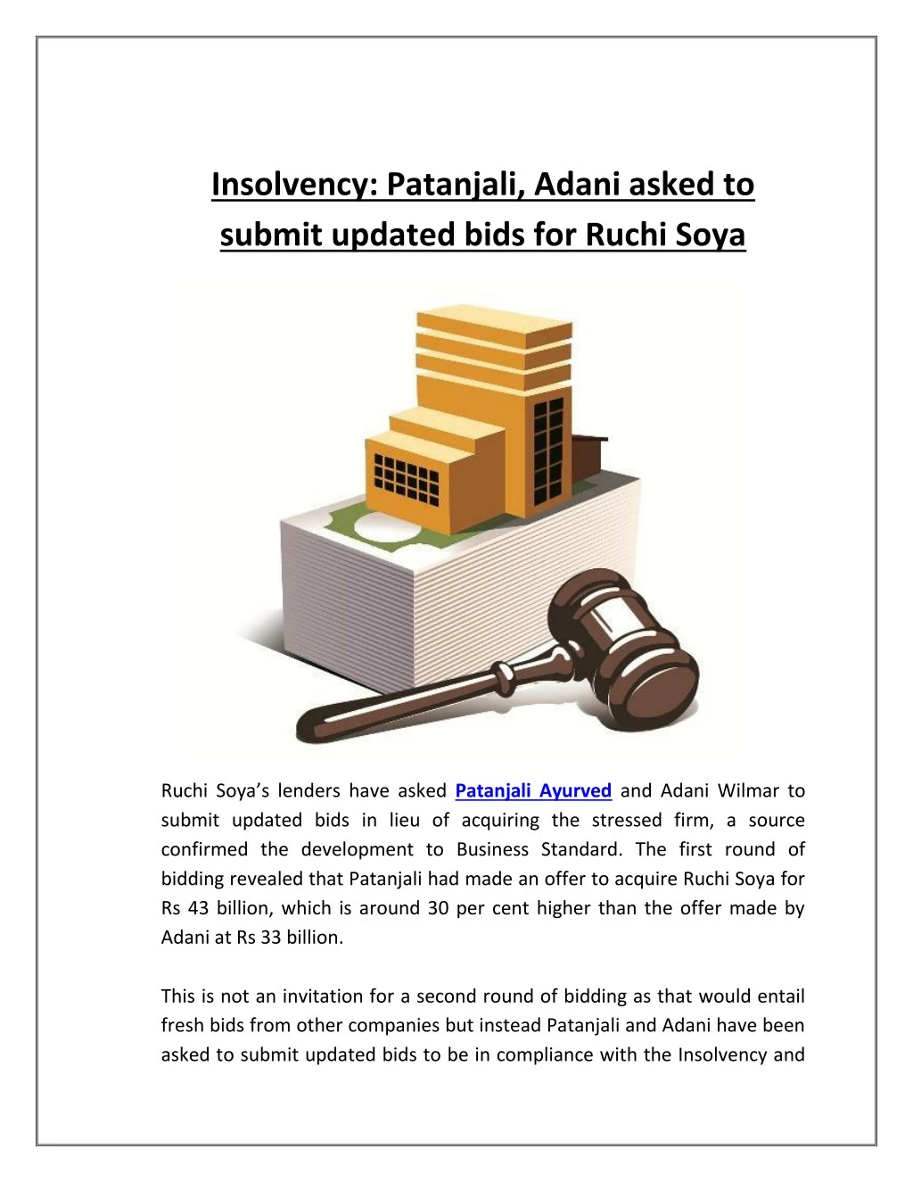 insolvency patanjali adani asked to submit