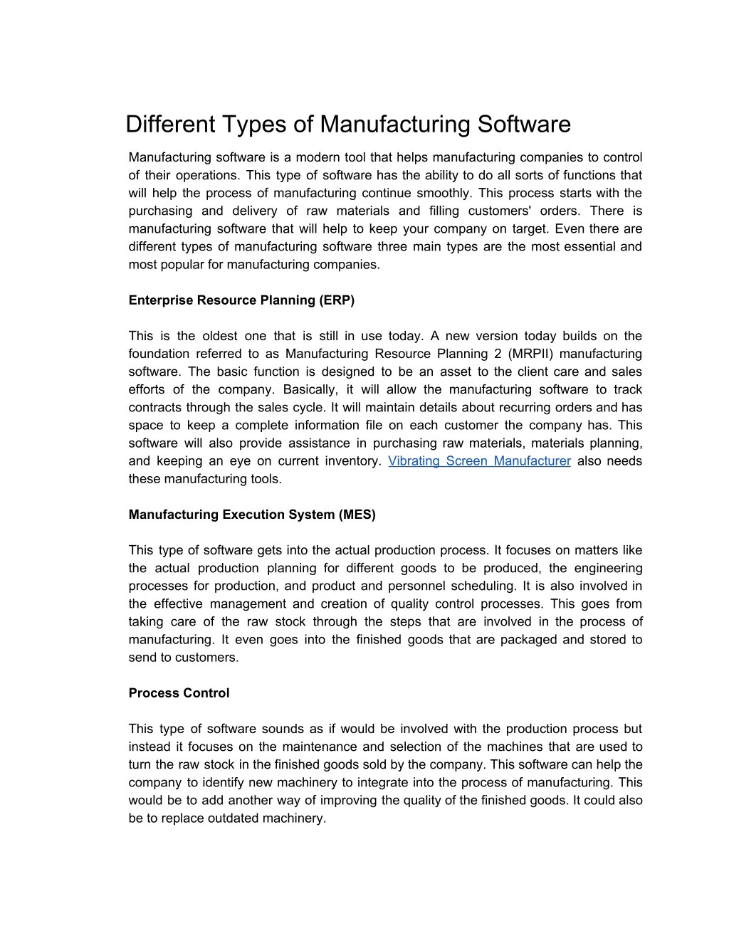 different types of manufacturing software