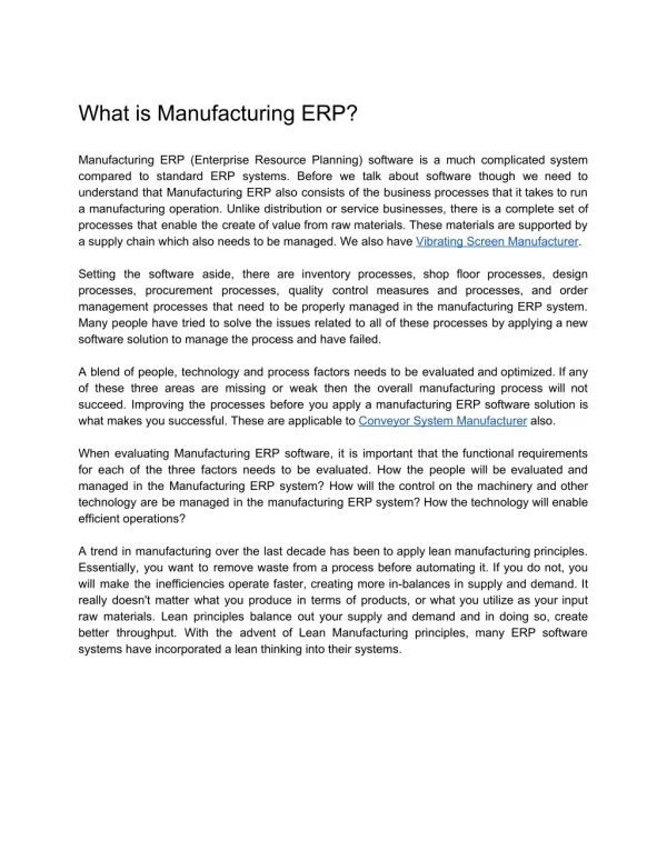 What is Manufacturing ERP?