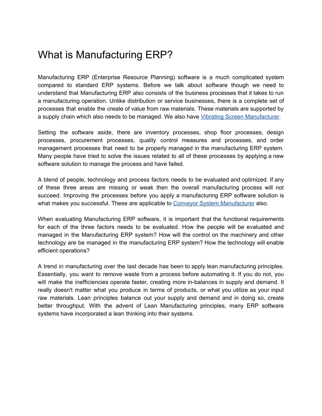 what is manufacturing erp