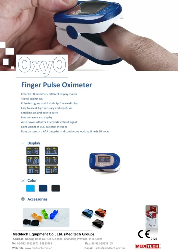 Pulse Oximeter with color Screen from www.meditech.com.cn