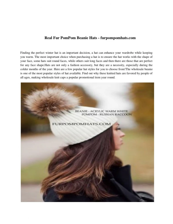 Real Fur PomPom Beanie Hats - furpompomhats.com