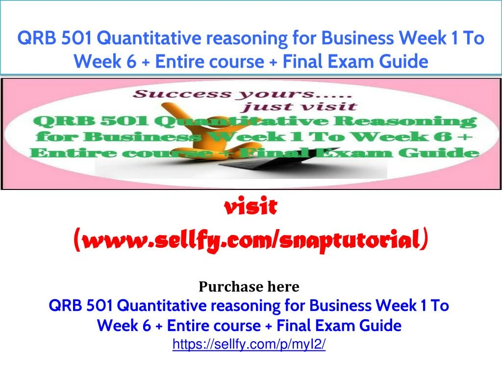 qrb 501 quantitative reasoning for business week