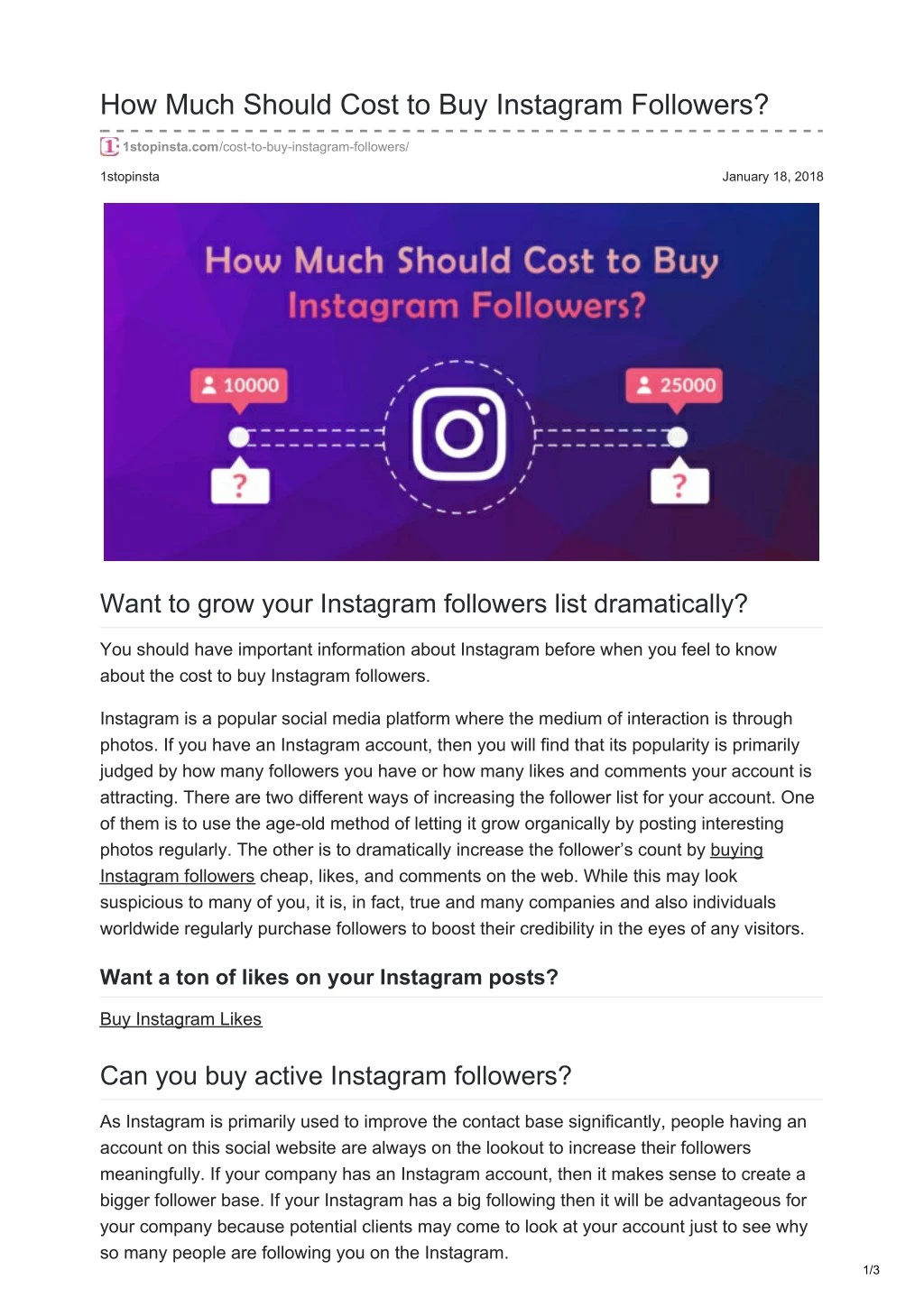 how much should cost to buy instagram followers