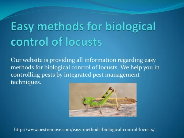 Easy methods for biological control of locusts