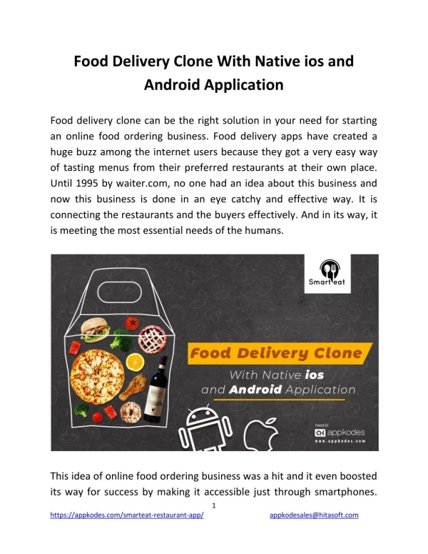 Food Delivery Clone With Native ios and Android Application