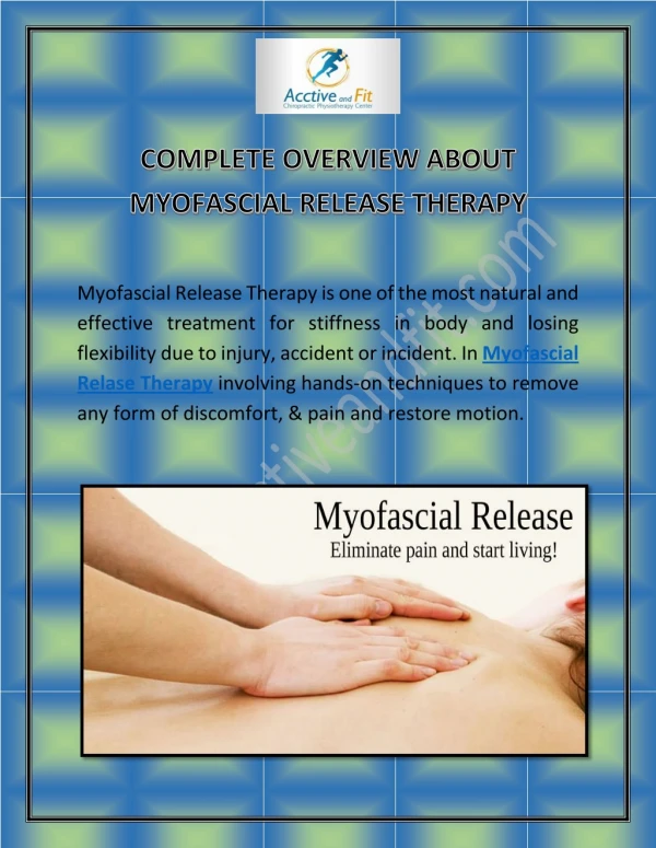 Complete overview about myofascial release therapy