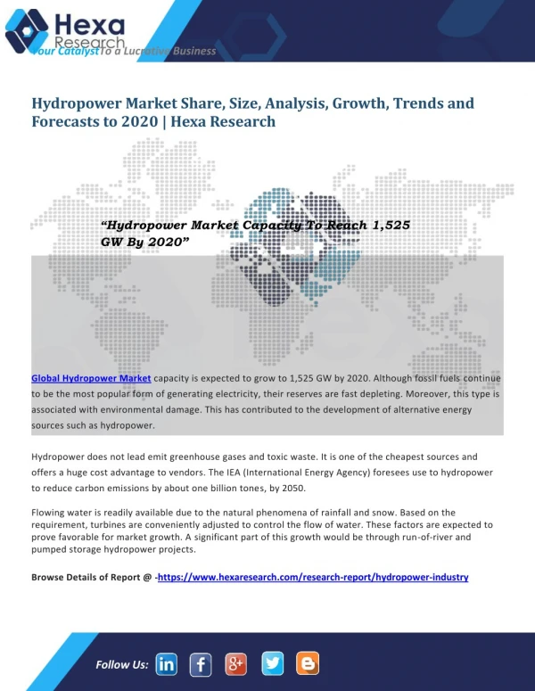 Global Hydropower Industry Research - Global Market Analysis Report 2020