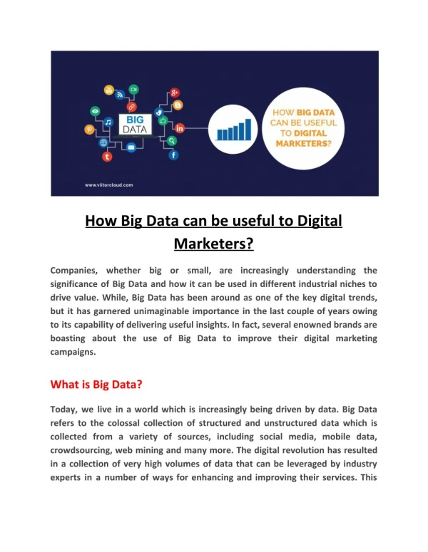 How Big Data can be useful to Digital Marketers?