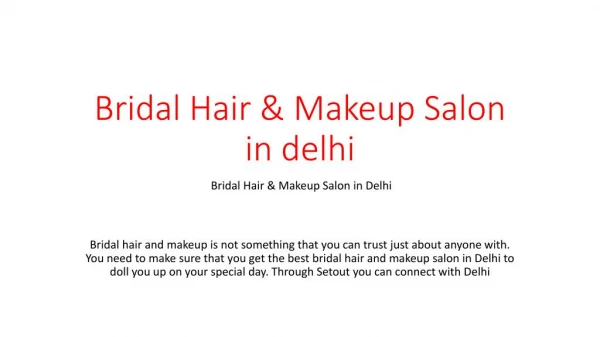 Bridal Hair & Makeup Salon in delhi