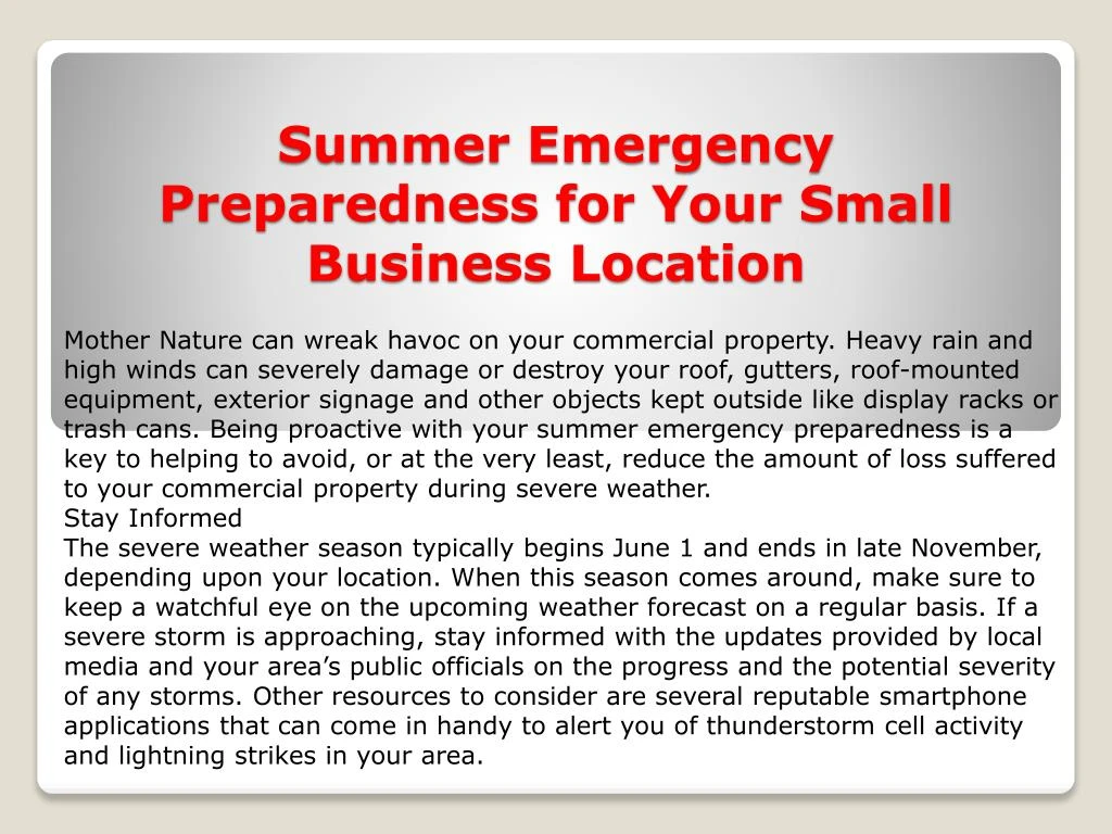 summer emergency preparedness for your small business location