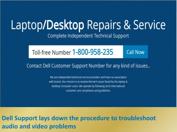 Dell Support lays down the procedure to troubleshoot audio and video problems