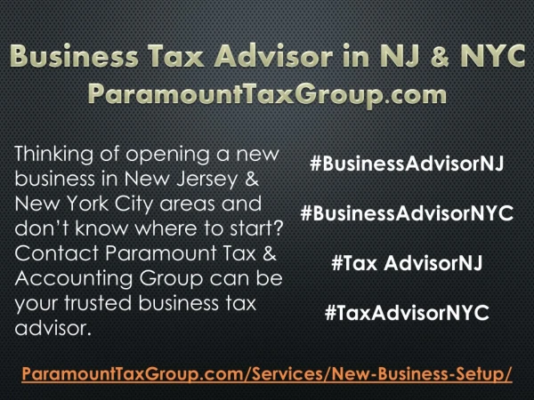 Business Tax Advisor in NJ & NYC – ParamountTaxGroup.com