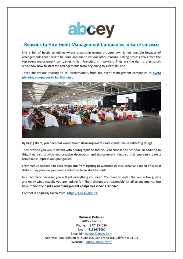 Reasons to Hire Event Management Companies in San Francisco