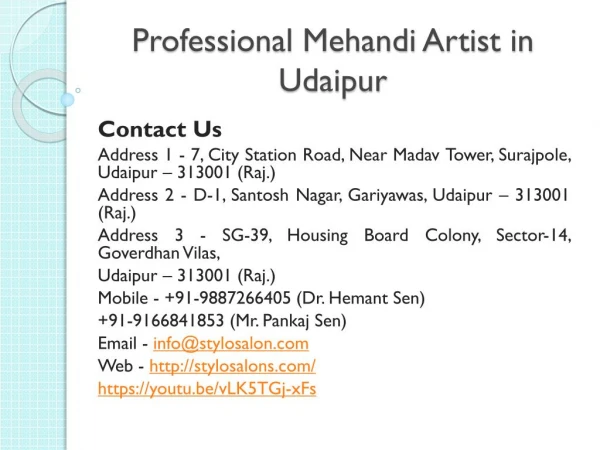 Professional Mehandi Artist in Udaipur