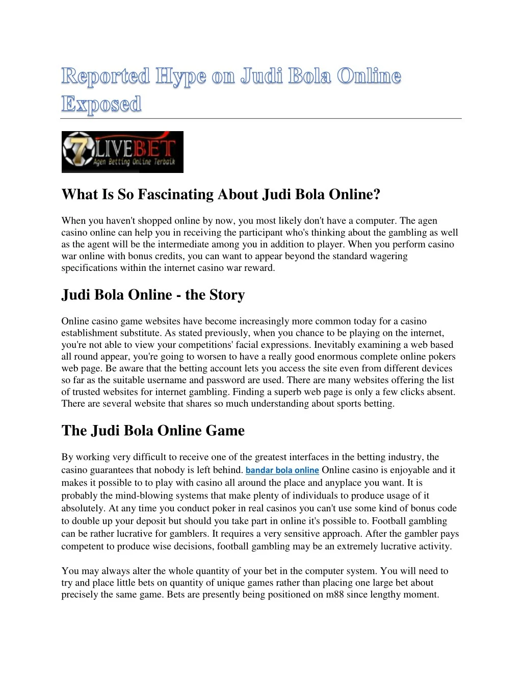 what is so fascinating about judi bola online