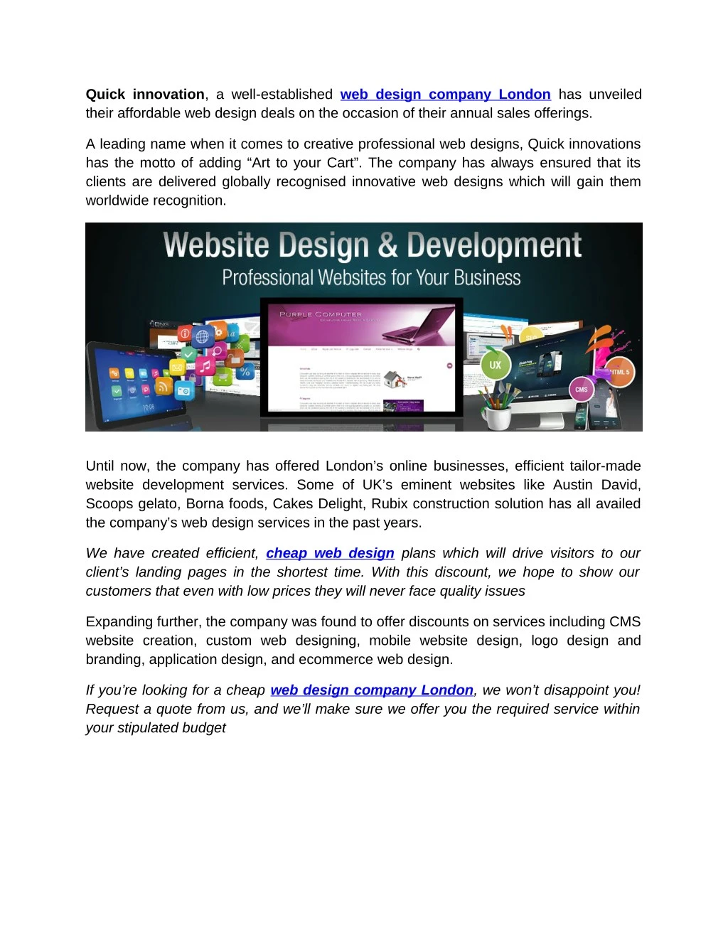 quick innovation a well established web design