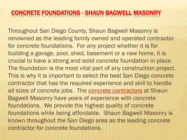 Concrete Foundations - Shaun Bagwell Masonry