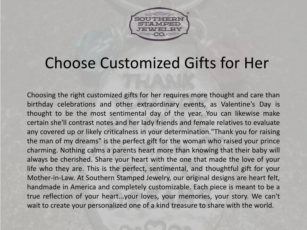 choose customized gifts for her