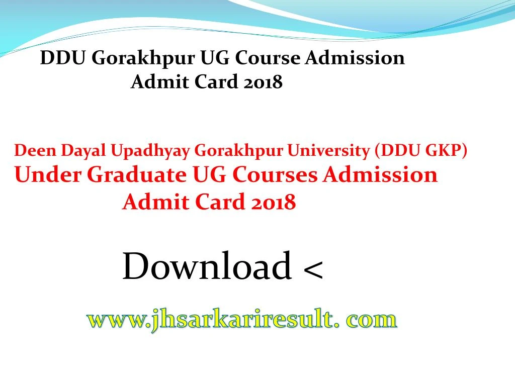ddu gorakhpur ug course admission admit card 2018