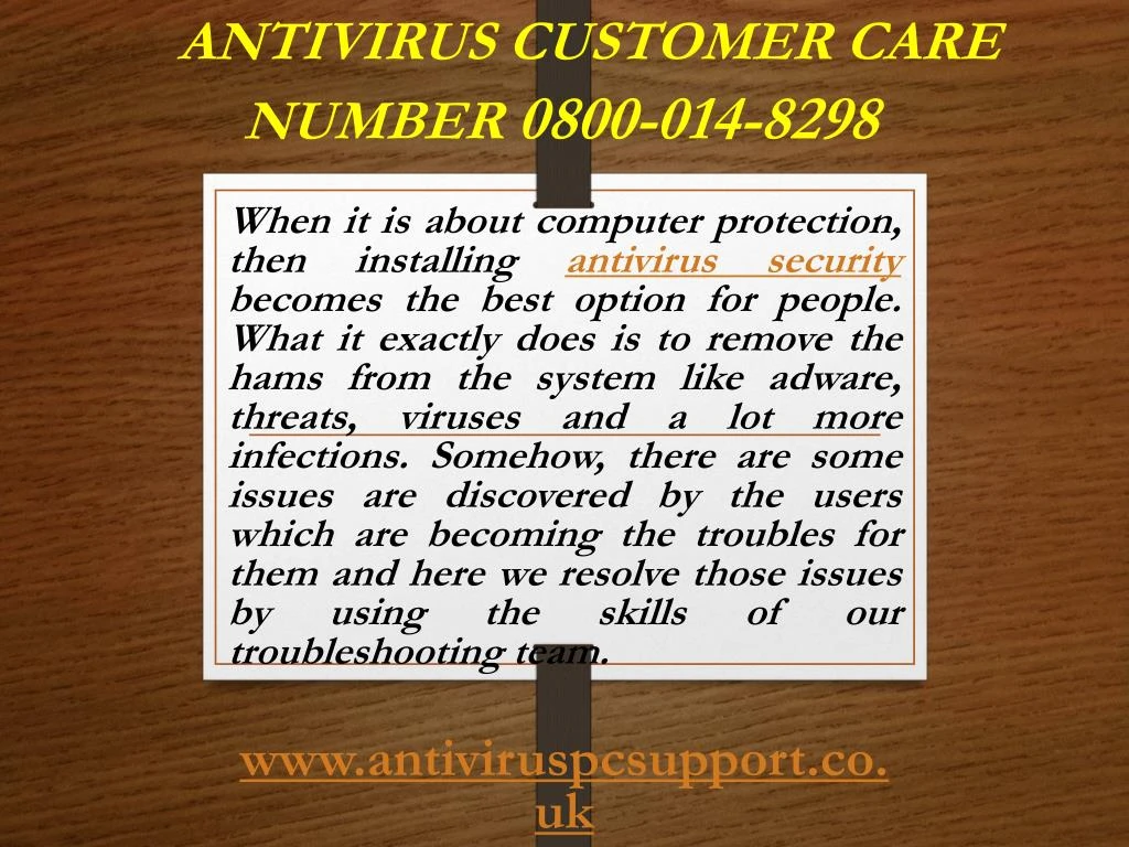 antivirus customer care number 0800 014 8298