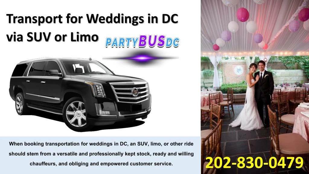 transport for weddings in dc via suv or limo