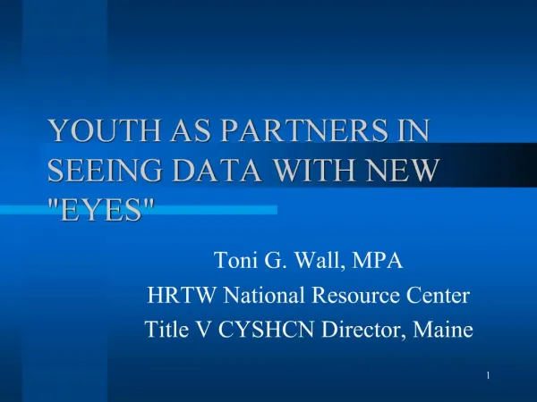 YOUTH AS PARTNERS IN SEEING DATA WITH NEW EYES