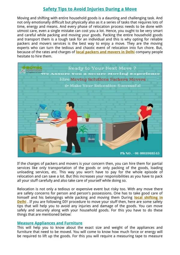 Safety Tips to Avoid Injuries During a Move