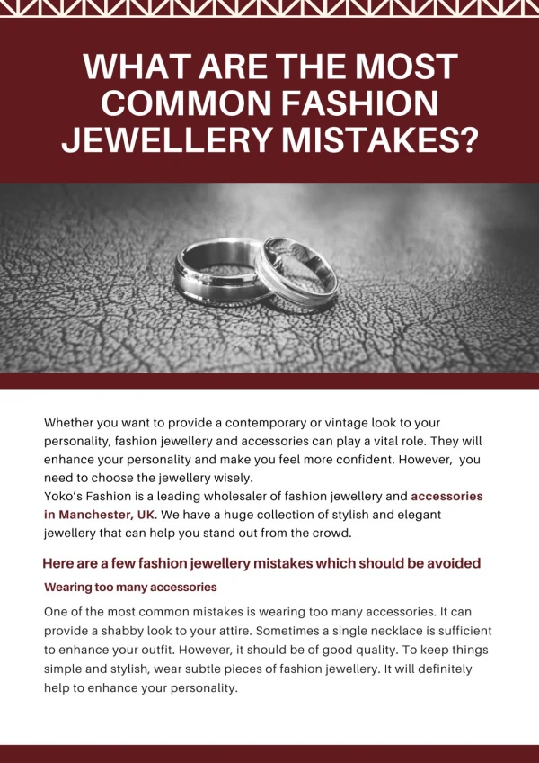 What are the most common fashion jewellery mistakes?