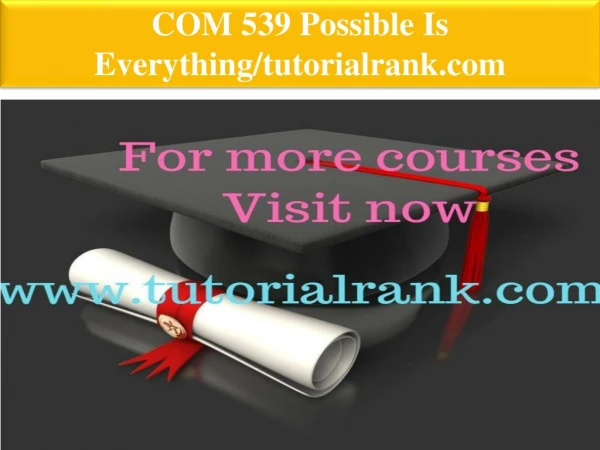COM 539 Possible Is Everything--tutorialrank.com