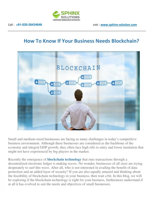 HOW TO KNOW IF YOUR BUSINESS NEEDS BLOCKCHAIN?