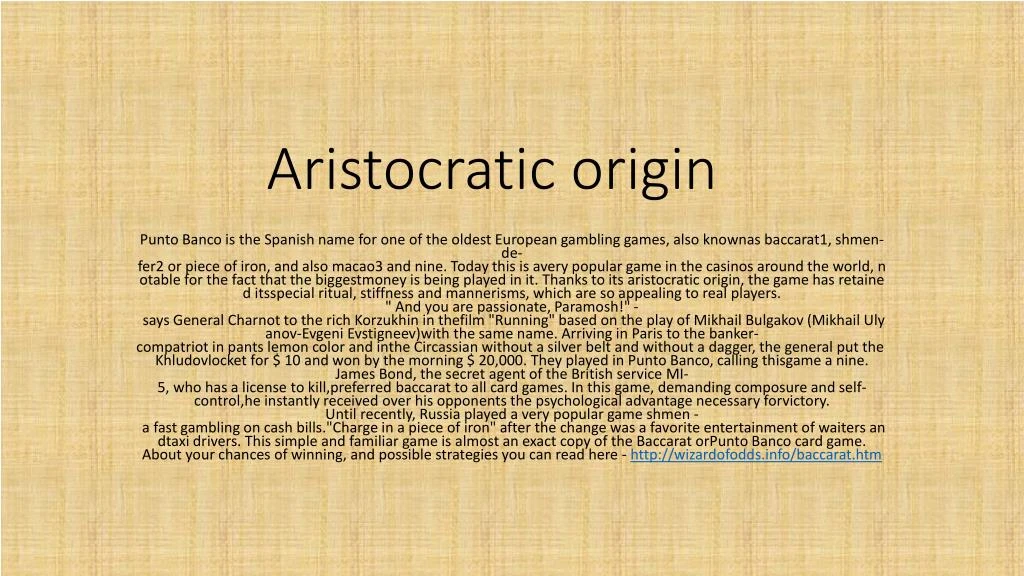 aristocratic origin