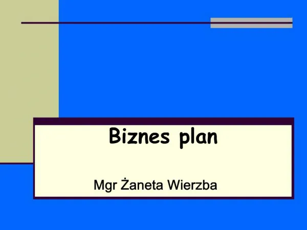 Biznes plan Mgr Zaneta Wierzba