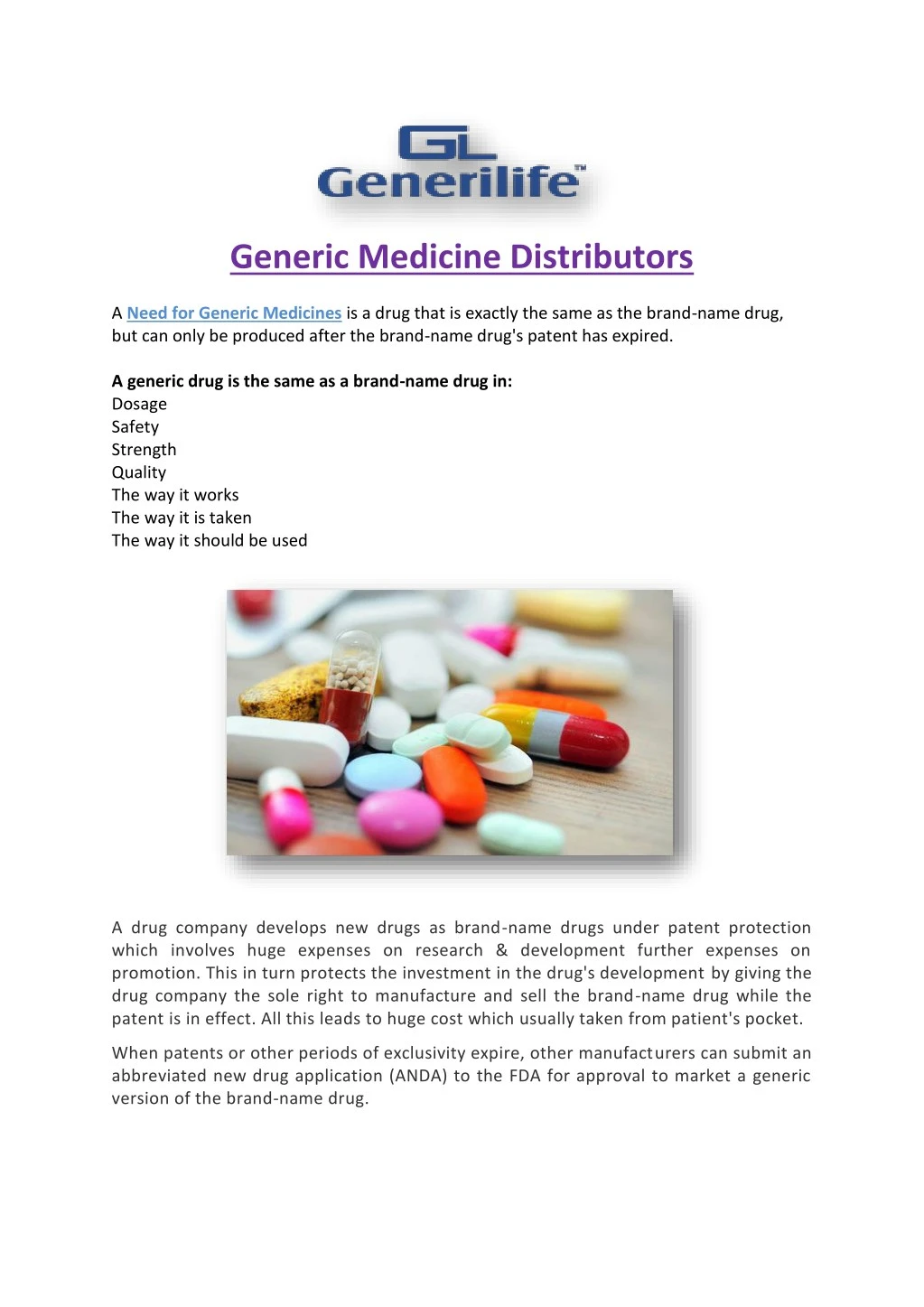 generic medicine distributors a need for generic