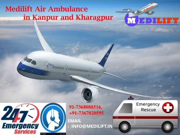 Hi-Tech and Advanced Emergency Medical ICU Equipped Air Ambulance in Kanpur and Kharagpur
