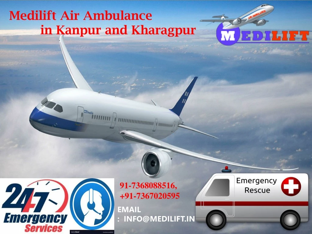 medilift air ambulance in kanpur and kharagpur