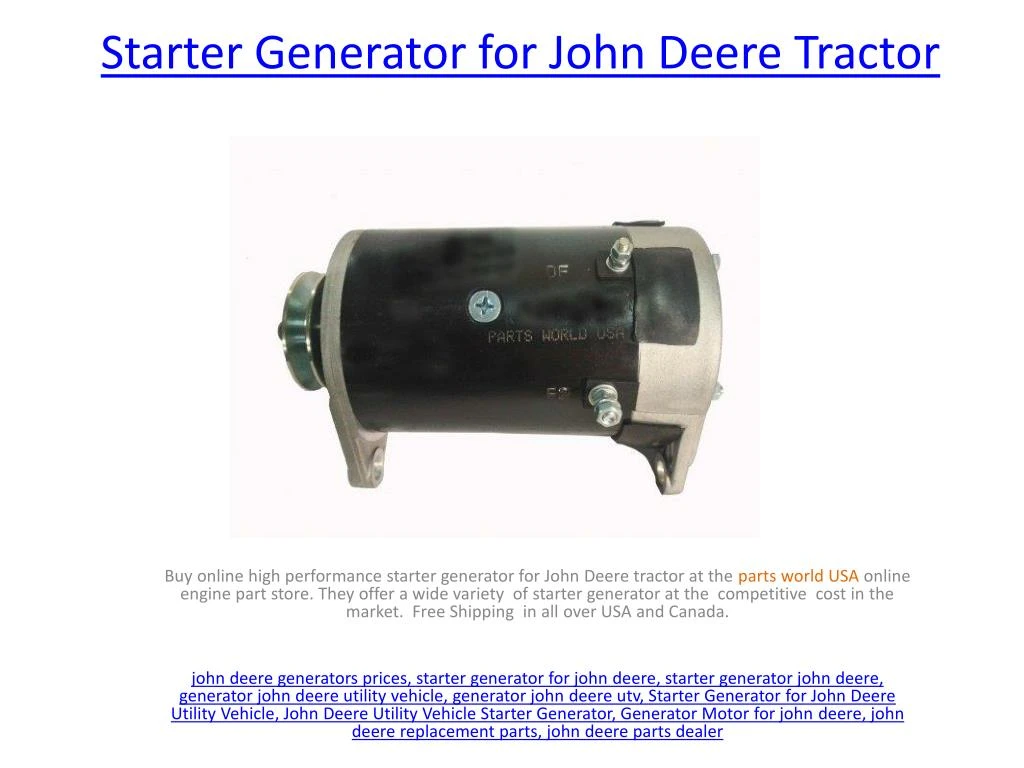 starter generator for john deere tractor