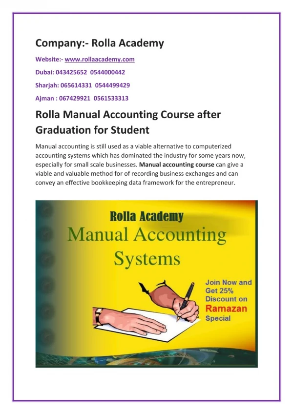 Rolla Manual Accounting Course after Graduation