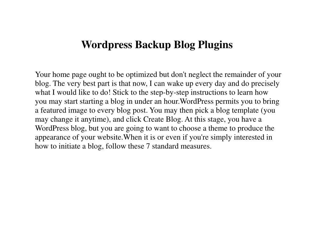 wordpress backup blog plugins