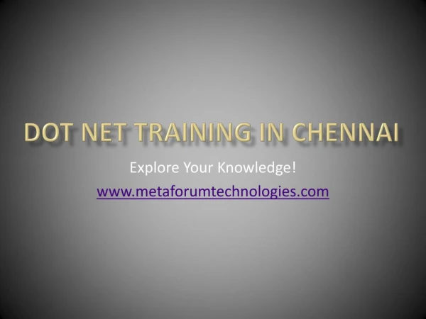 Dot Net Training in Chennai - Best Online Dot Net Course in Chennai