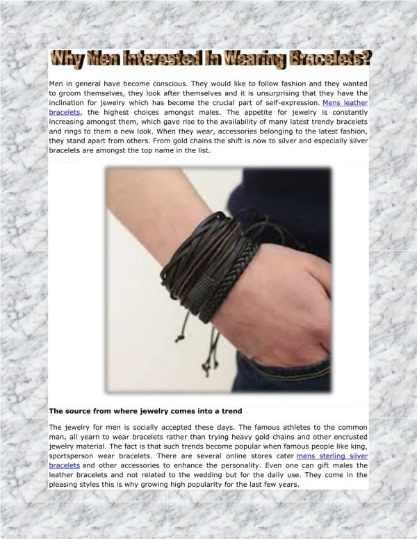 Why Men Interested In Wearing Bracelets