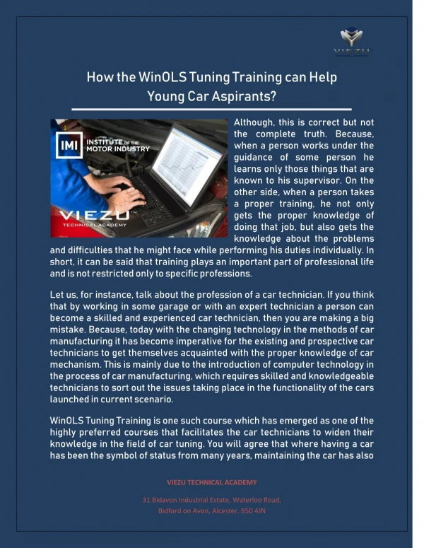 How the WinOLS Tuning Training can Help Young Car Aspirants?