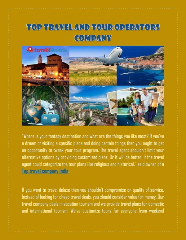 Top Travel and Tour Operators Company