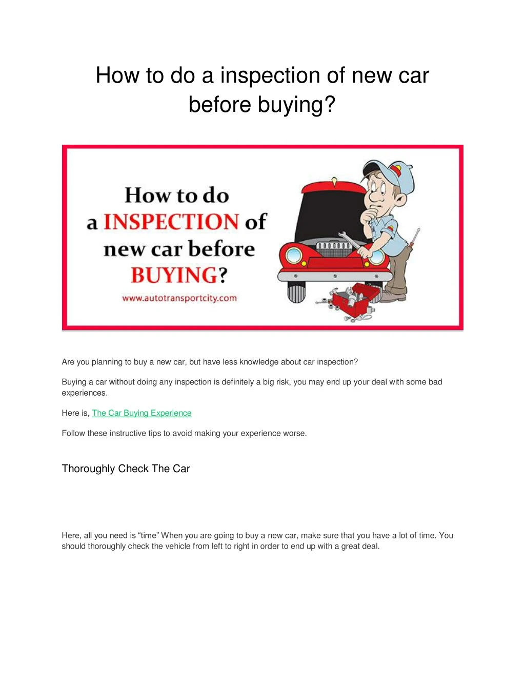 how to do a inspection of new car before buying