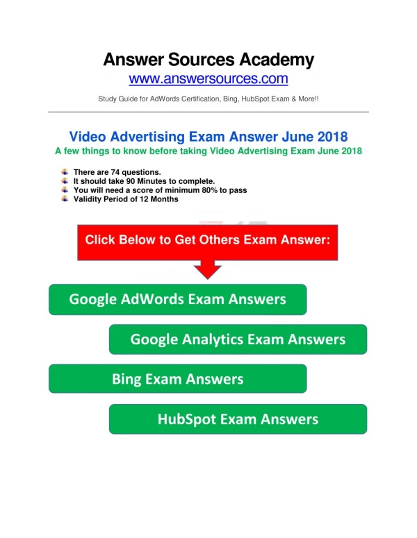 AdWords Video Advertising Exam Answer June 2018