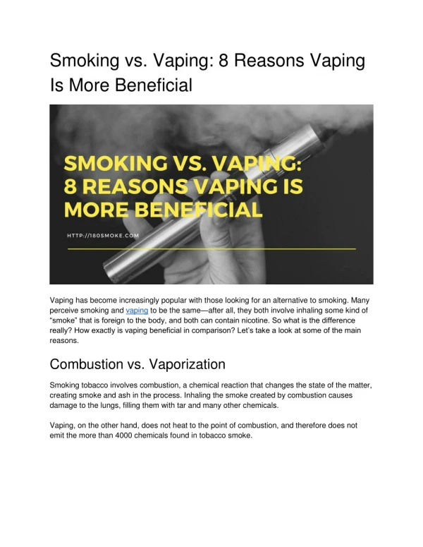 Smoking vs. Vaping: 8 Reasons Vaping Is More Beneficial