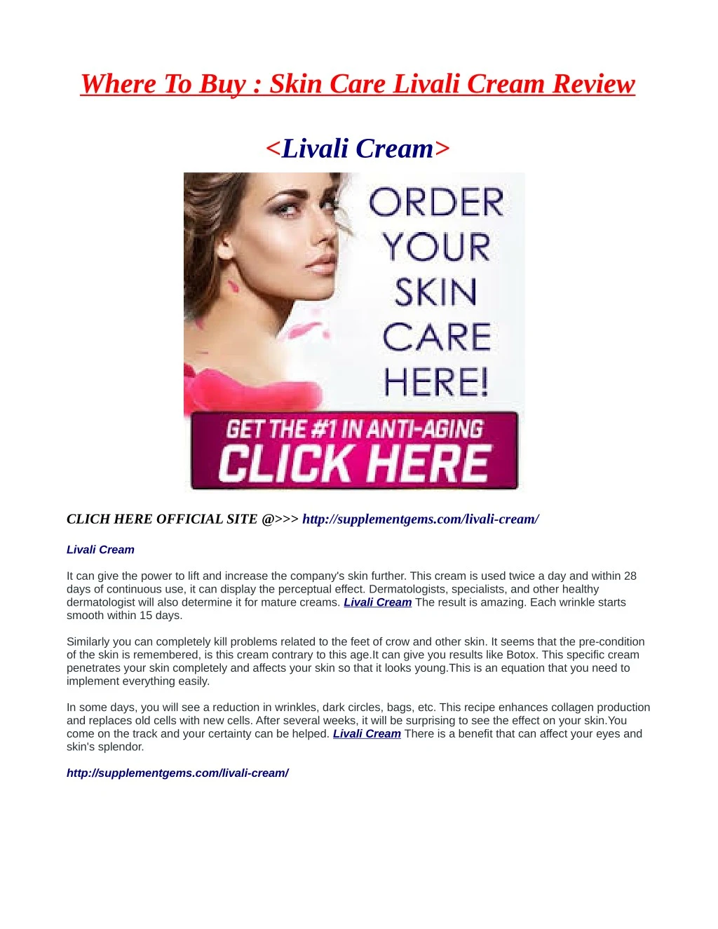 where to buy skin care livali cream review