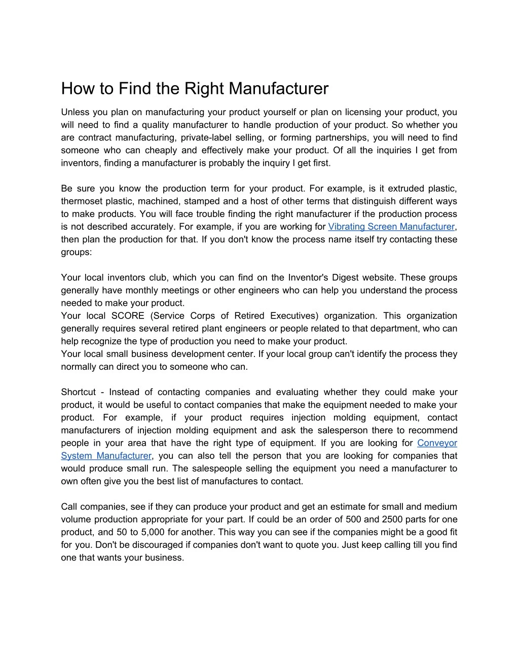 how to find the right manufacturer