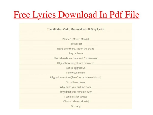 Free Lyrics Download In Pdf File