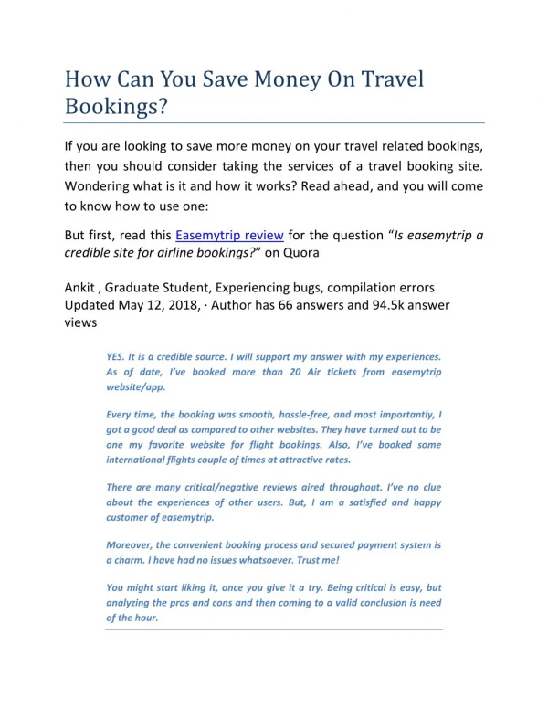 How Can You Save Money On Travel Bookings?